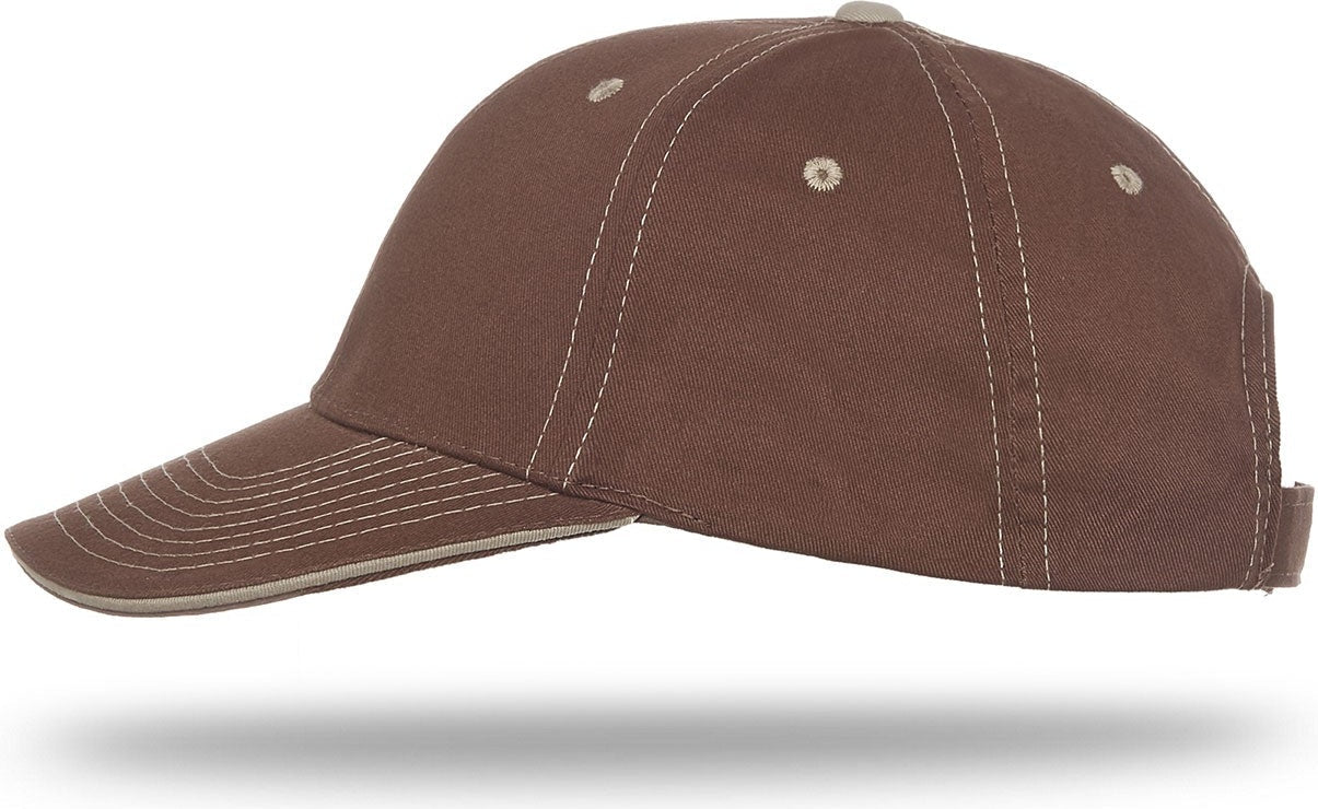 Cobra Cap Pcv-s 6 Panel Contrast Stitching Brushed Cotton Sandwich - Brown Khaki