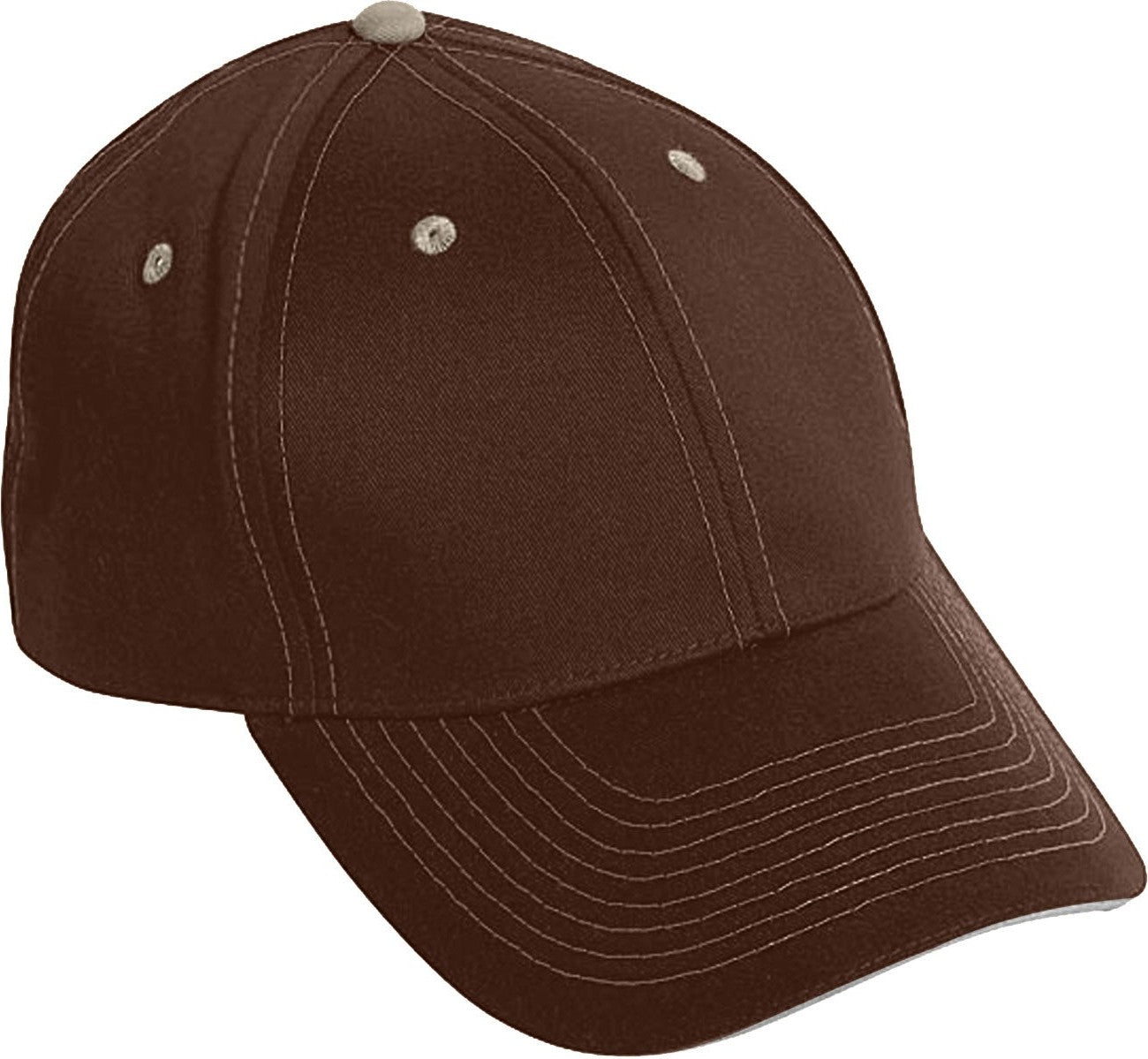 Cobra Cap Pcv-s 6 Panel Contrast Stitching Brushed Cotton Sandwich - Brown Khaki