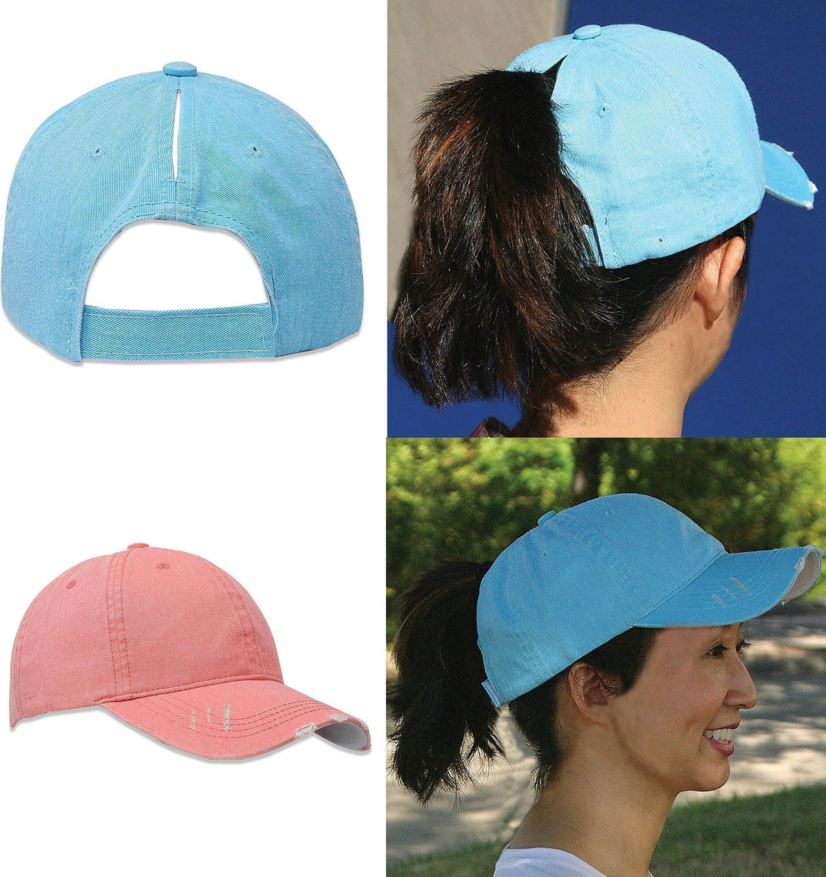 Cobra Cap Pt-f Ponytail Distressed Washed Cotton - Denim