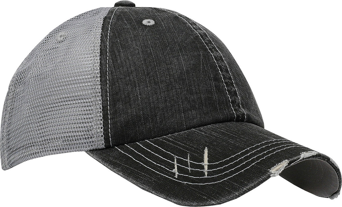 Cobra Cap Pt-m Ponytail Distressed Cotton Soft Mesh Back - Black Gray