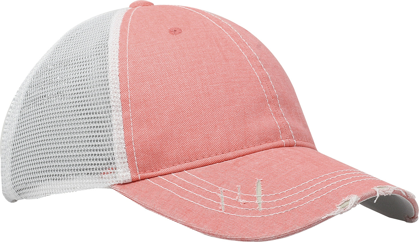 Cobra Cap Pt-m Ponytail Distressed Cotton Soft Mesh Back - Salmon White
