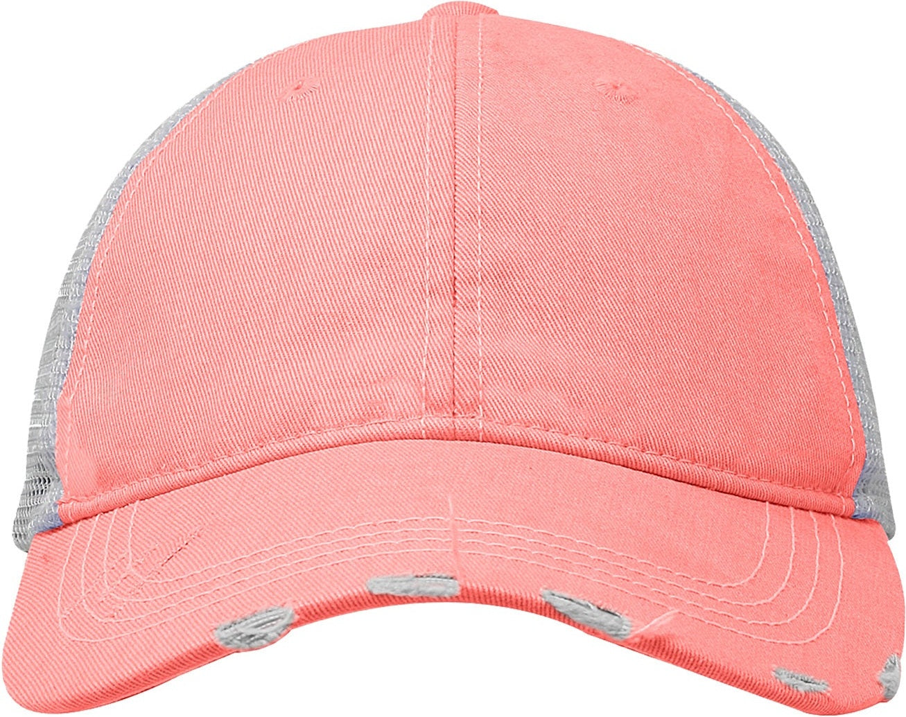 Cobra Cap Pt-m Ponytail Distressed Cotton Soft Mesh Back - Salmon White