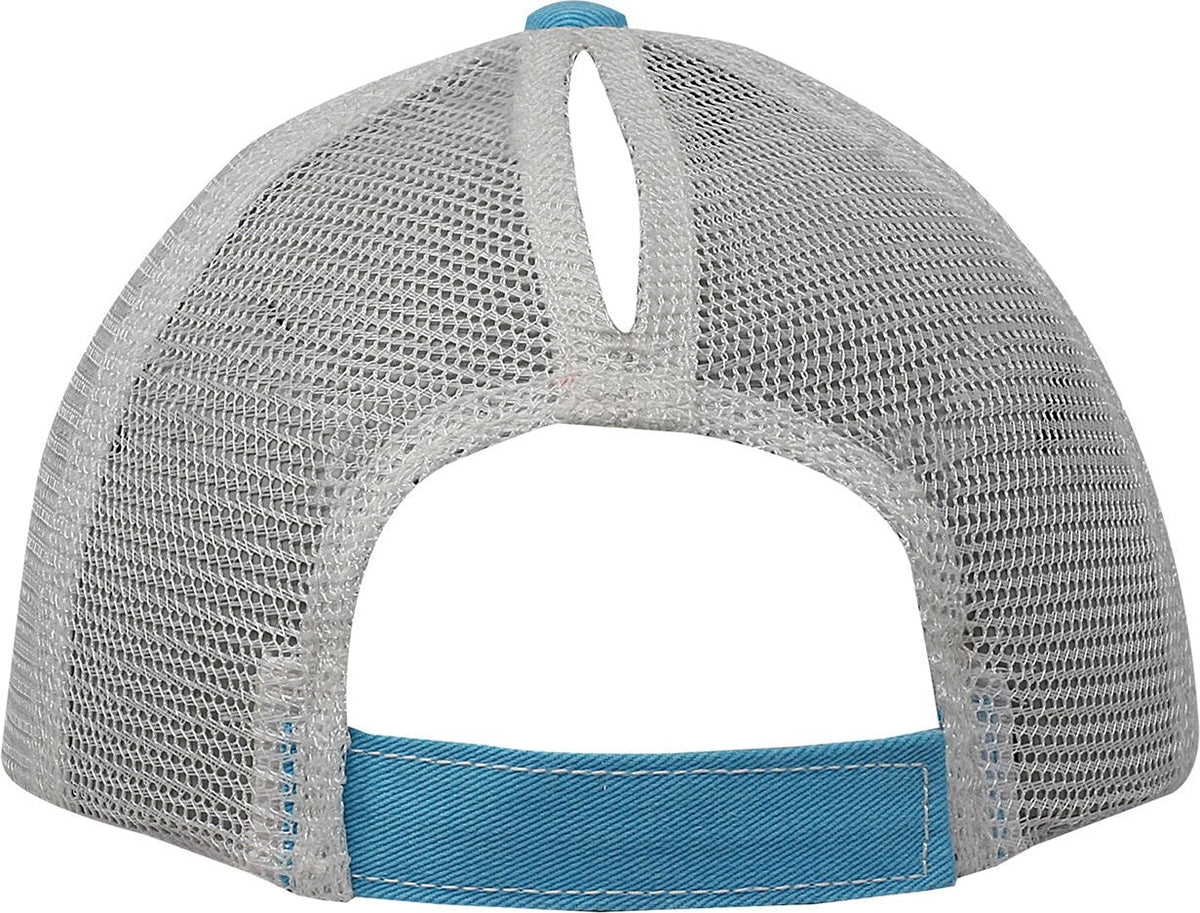 Cobra Cap Pt-m Ponytail Distressed Cotton Soft Mesh Back - Turquoise-white - Turquoise White