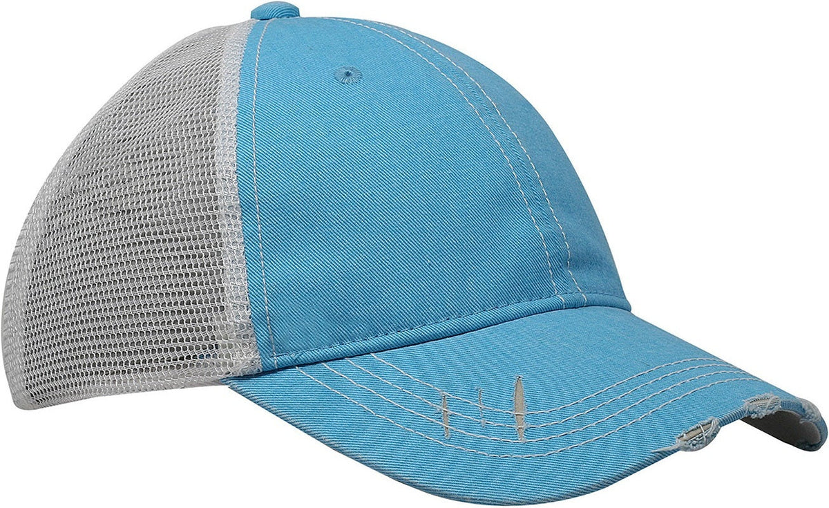 Cobra Cap Pt-m Ponytail Distressed Cotton Soft Mesh Back - Turquoise-white - Turquoise White