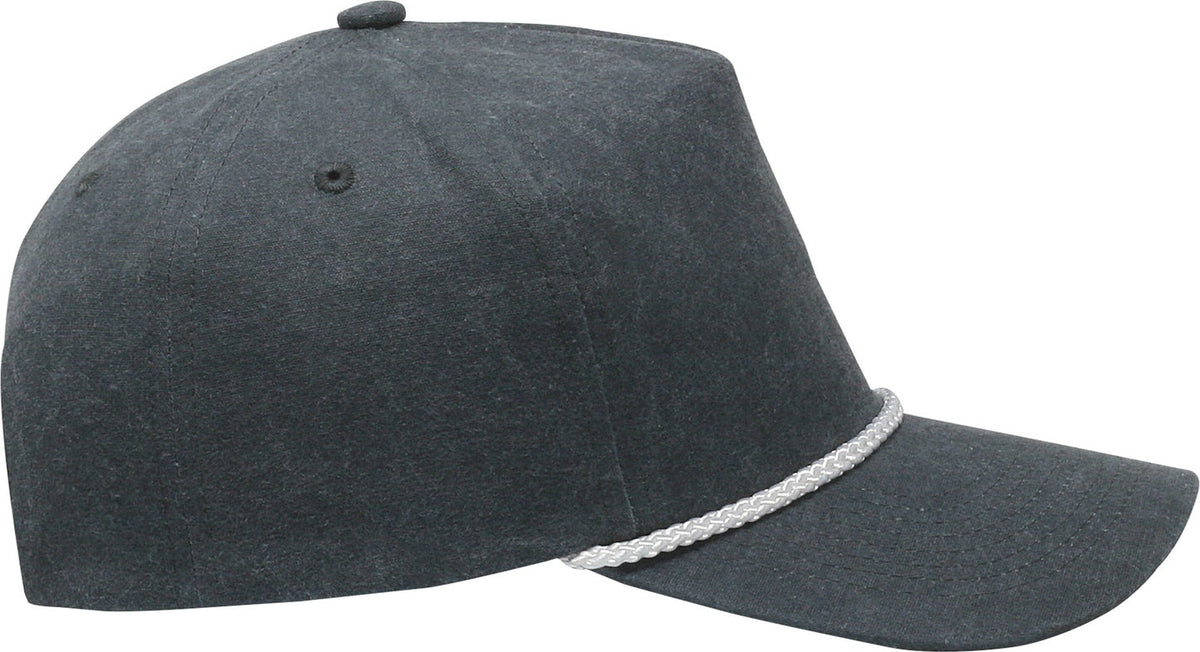 Cobra Cap Swt-2 5 Panel Stone Washed Canvas 2tone - Charcoal White Braid