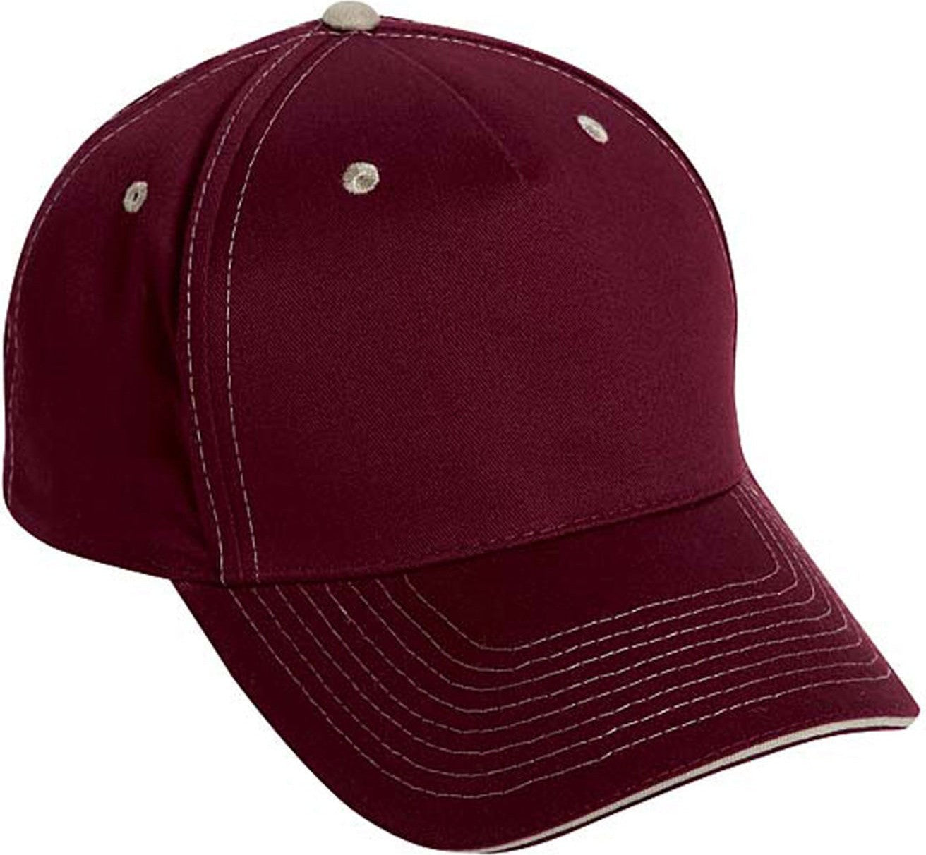 Cobra Cap Tcv-s 5 Panel Brushed Twill Sandwich - Maroon Khaki
