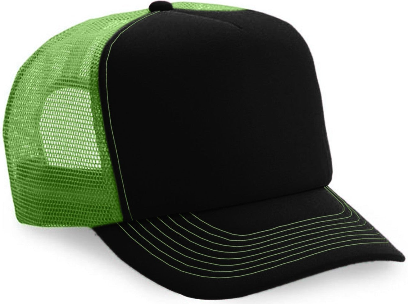 Cobra Cap Truck-5 5 Panel Trucker Foam/mesh - Black Neon Green