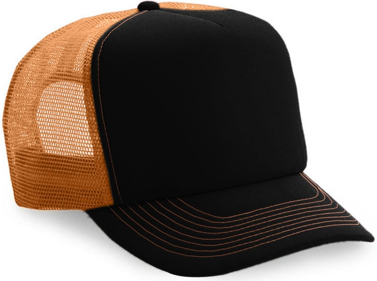 Cobra Cap Truck-5 5 Panel Trucker Foam/mesh - Black Neon Orange