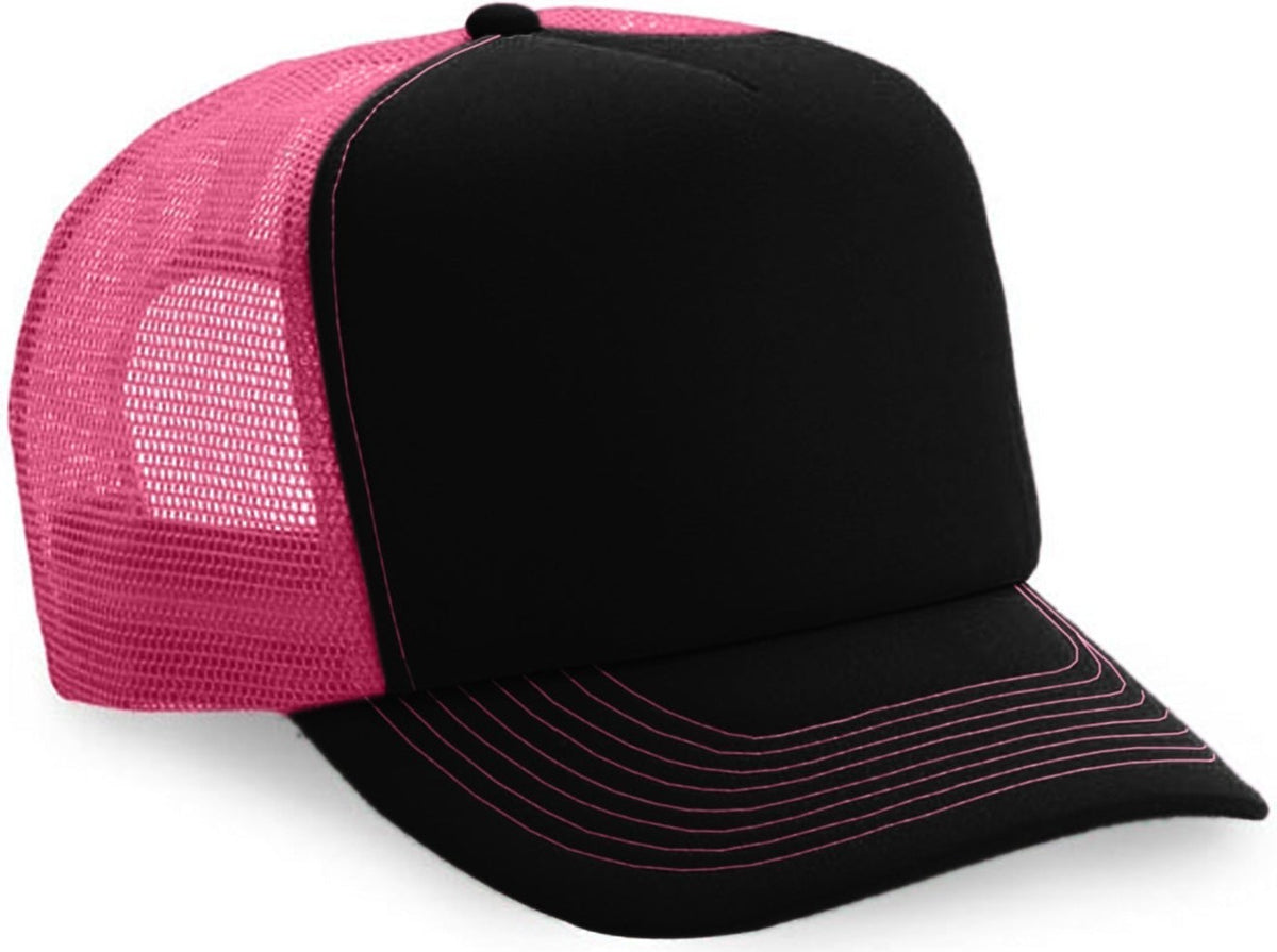 Cobra Cap Truck-5 5 Panel Trucker Foam/mesh - Black Neon Pink