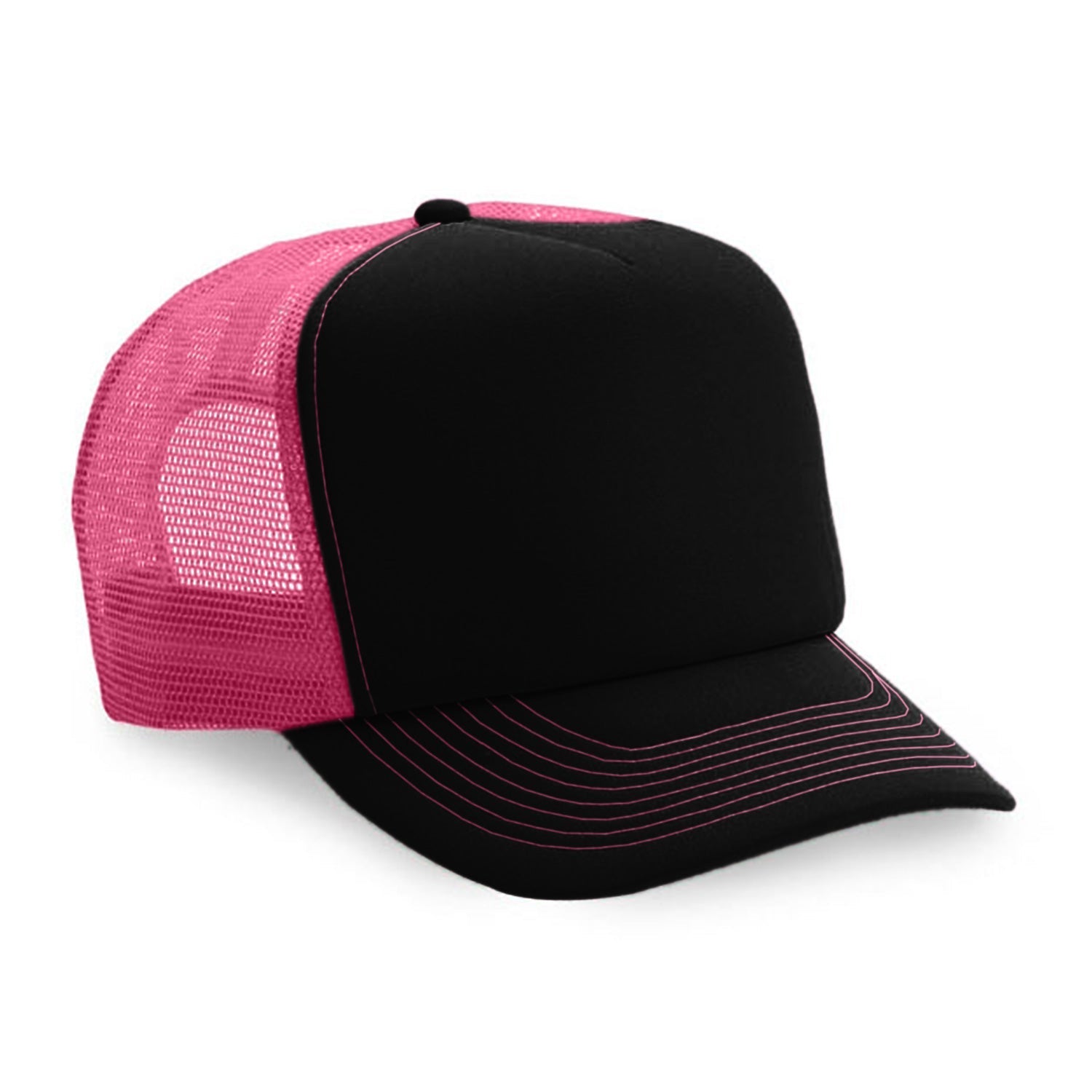 Cobra Cap Truck-5 5 Panel Trucker Foam/mesh - Black Neon Pink