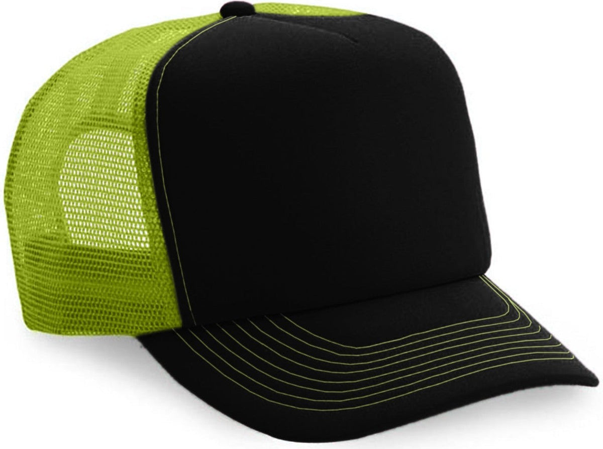 Cobra Cap Truck-5 5 Panel Trucker Foam/mesh - Black Neon Yellow