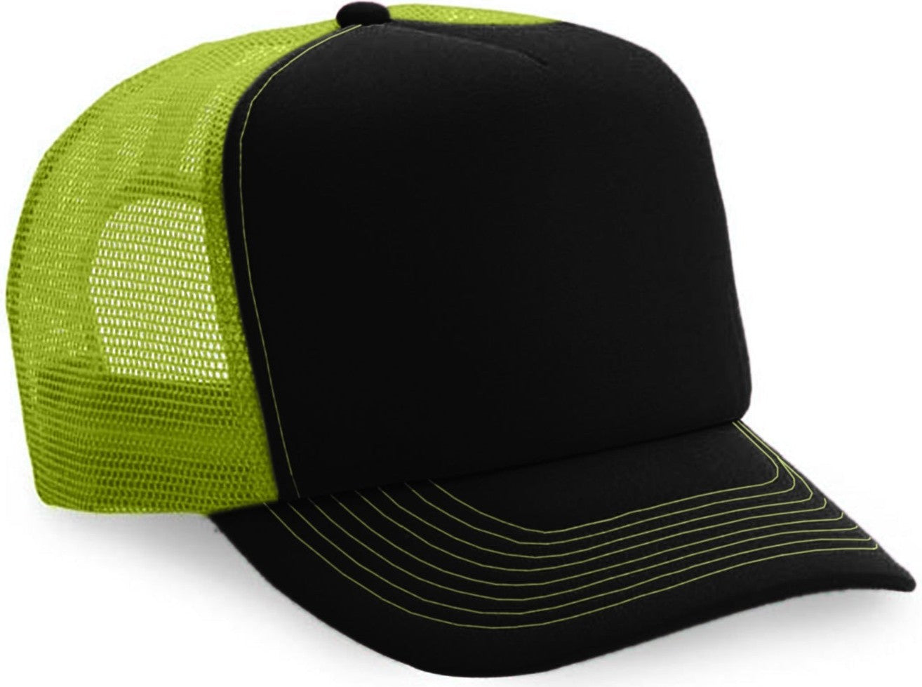 Cobra Cap Truck-5 5 Panel Trucker Foam/mesh - Black Neon Yellow
