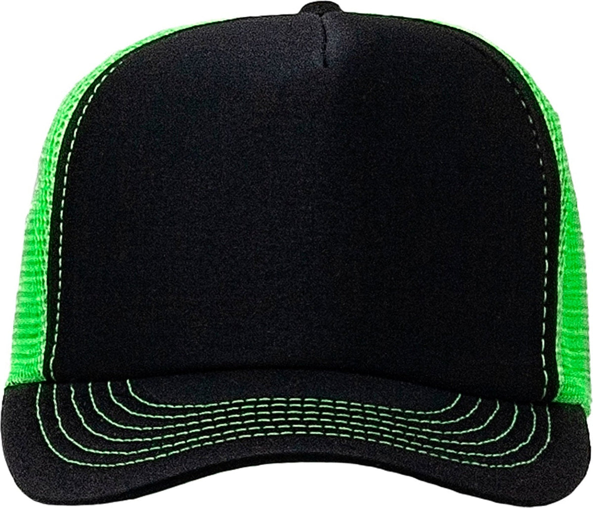 Cobra Cap Truck-5 5 Panel Trucker Foam/mesh - Black Neongreen - Blackneongreen