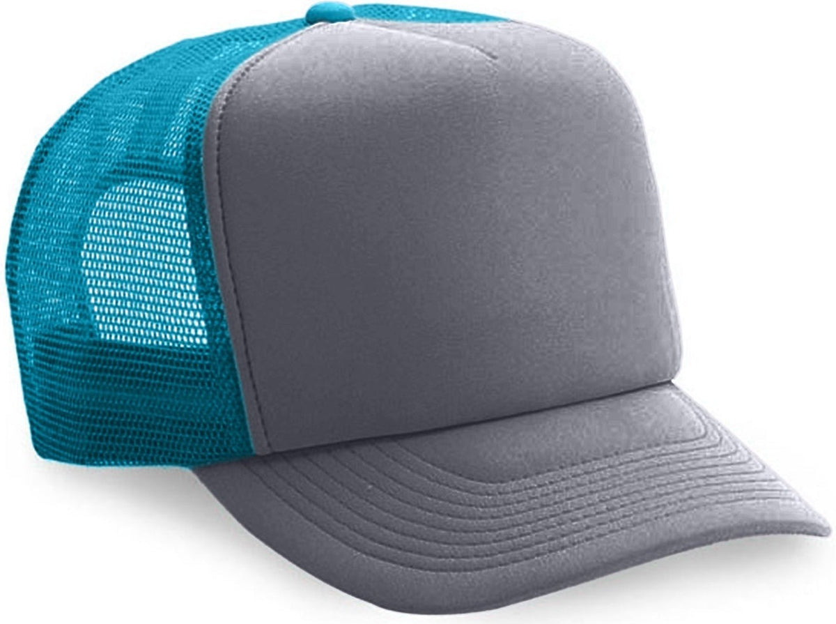 Cobra Cap Truck-5 5 Panel Trucker Foam/mesh - Charcoal Aqua