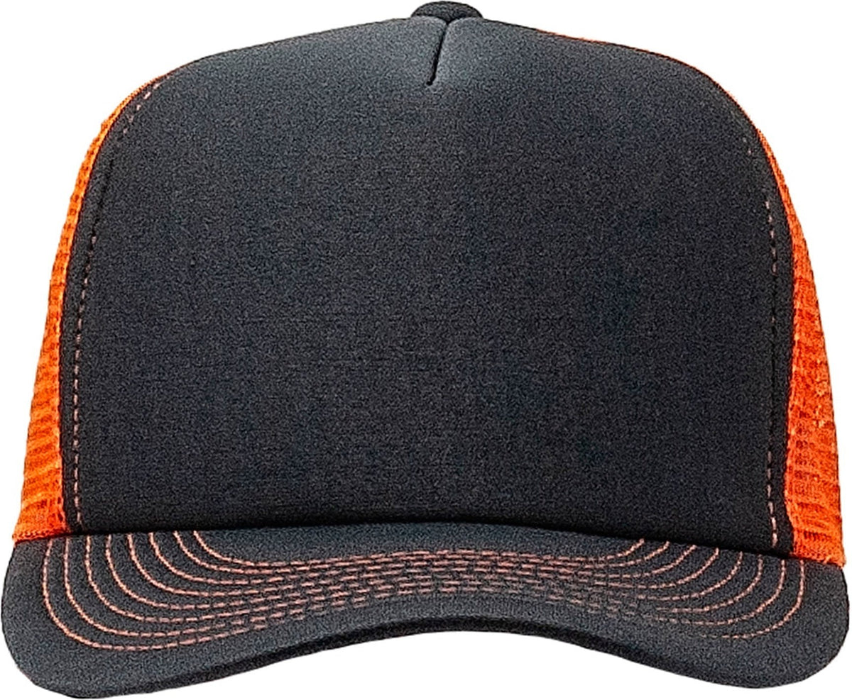 Cobra Cap Truck-5 5 Panel Trucker Foam/mesh - Charcoal Neon Orange