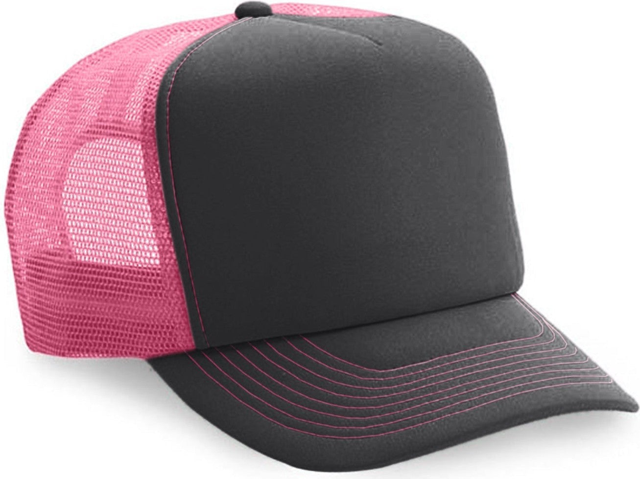 Cobra Cap Truck-5 5 Panel Trucker Foam/mesh - Charcoal Neon Pink