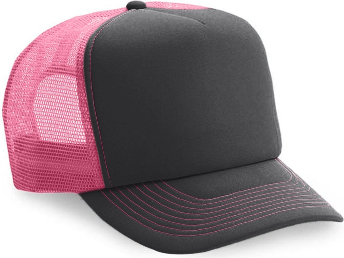 Cobra Cap Truck-5 5 Panel Trucker Foam/mesh - Charcoal Neon Pink