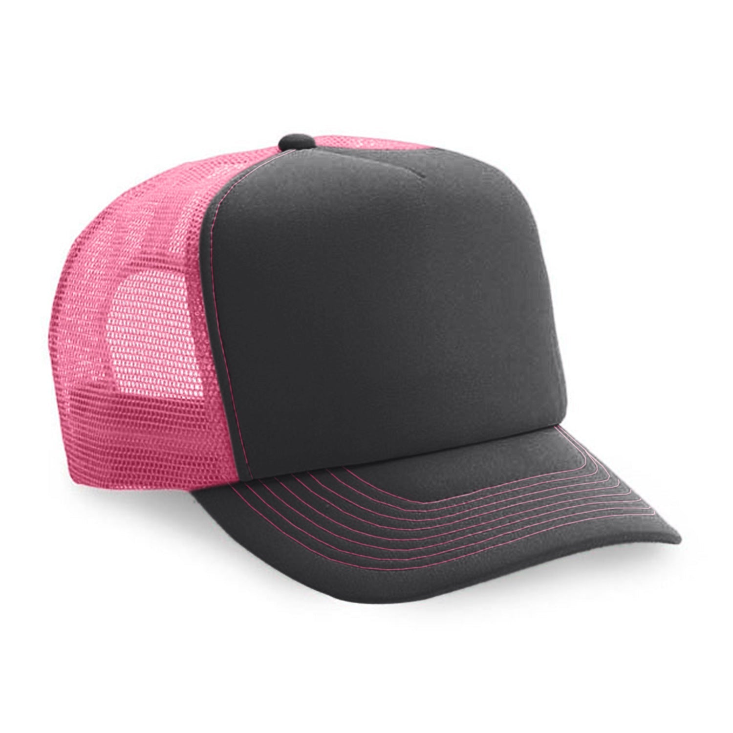 Cobra Cap Truck-5 5 Panel Trucker Foam/mesh - Charcoal Neon Pink