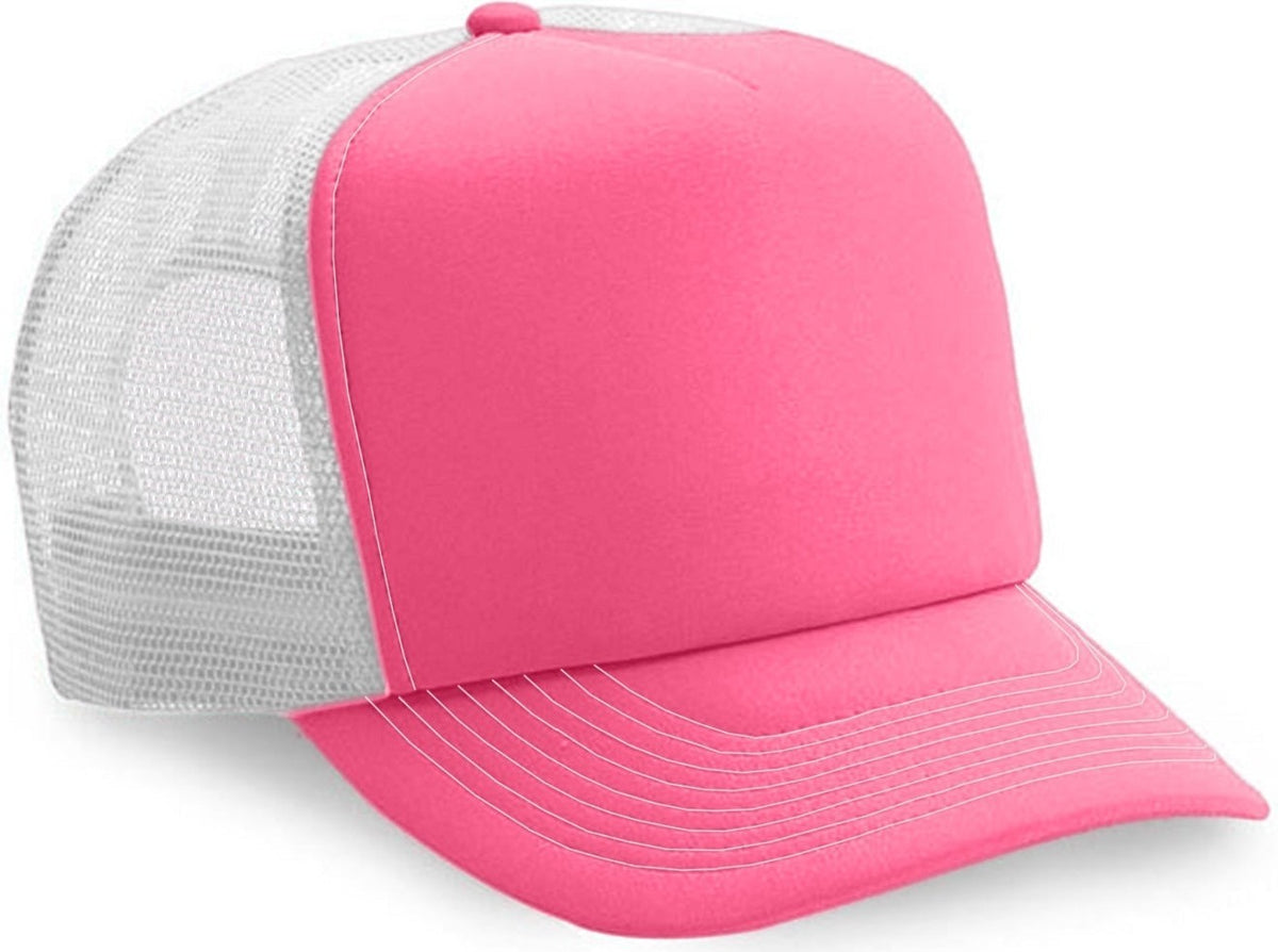 Cobra Cap Truck-5 5 Panel Trucker Foam/mesh - Neon Pink White