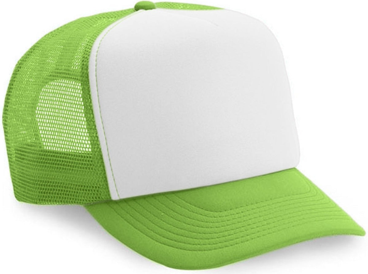 Cobra Cap Truck-5 5 Panel Trucker Foam/mesh - White Neon Green