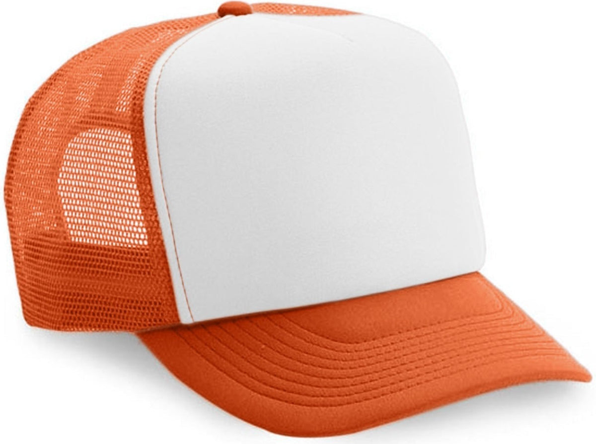 Cobra Cap Truck-5 5 Panel Trucker Foam/mesh - White Neon Orange