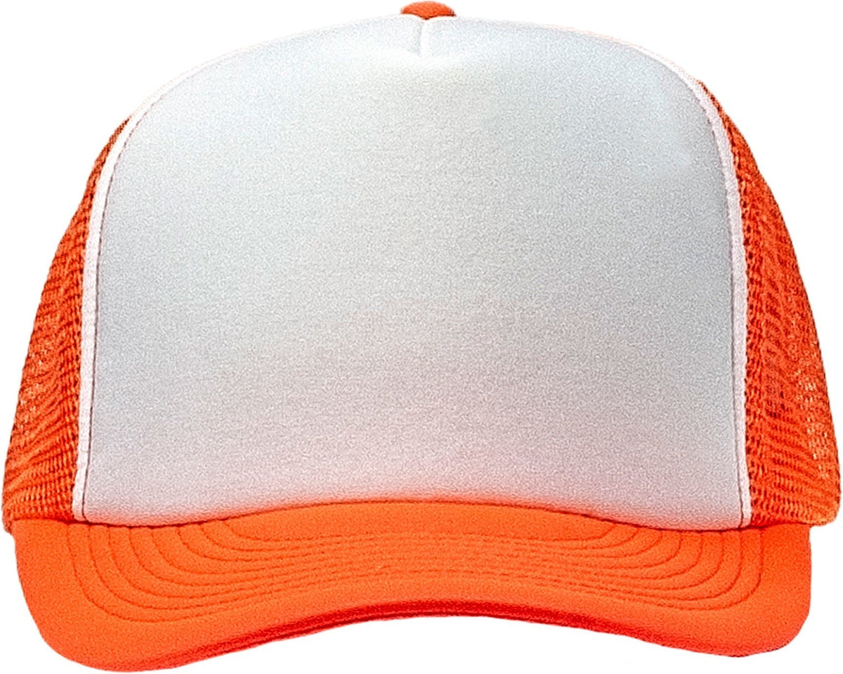 Cobra Cap Truck-5 5 Panel Trucker Foam/mesh - White Neon Orange
