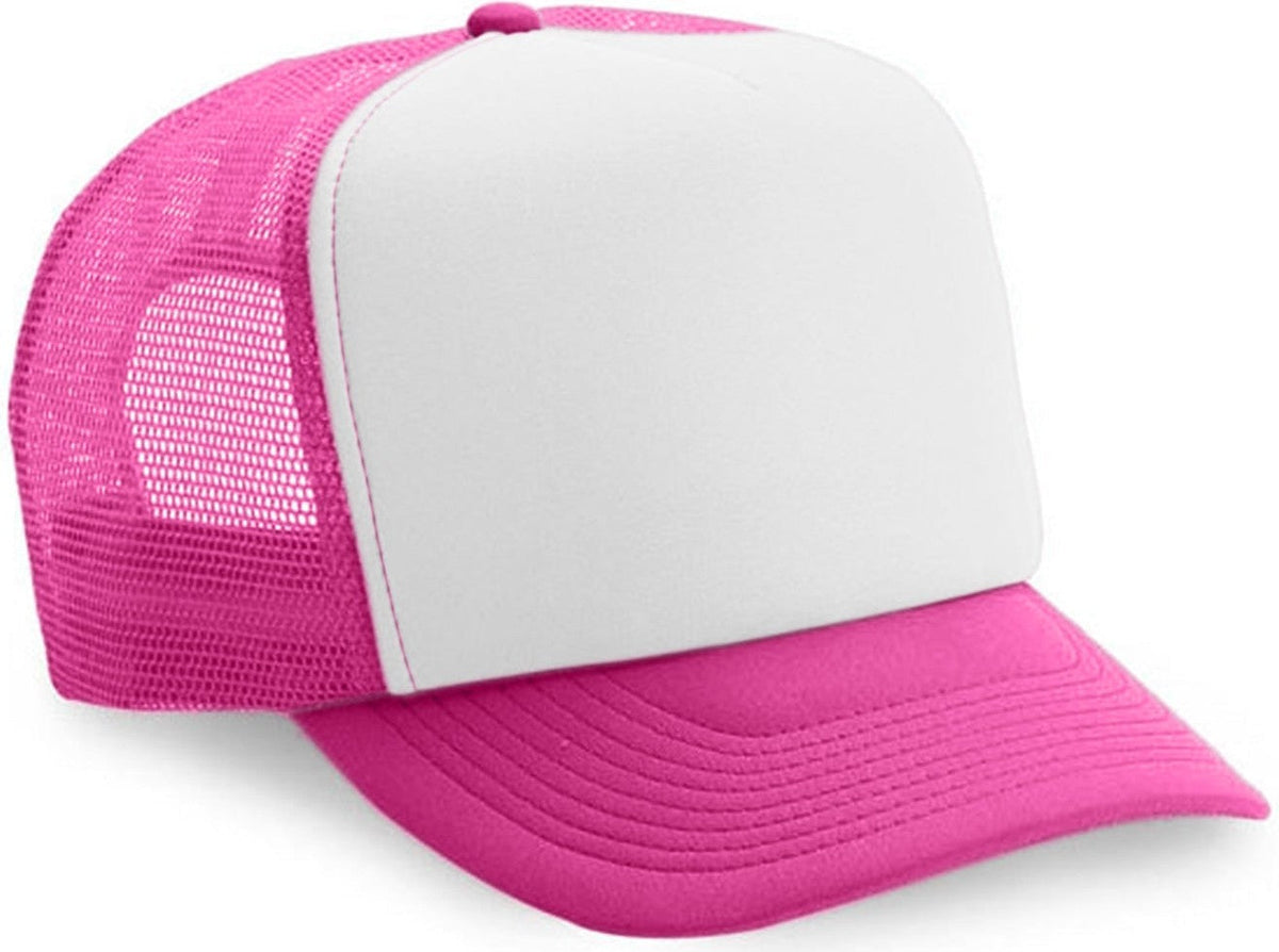 Cobra Cap Truck-5 5 Panel Trucker Foam/mesh - White Neon Pink