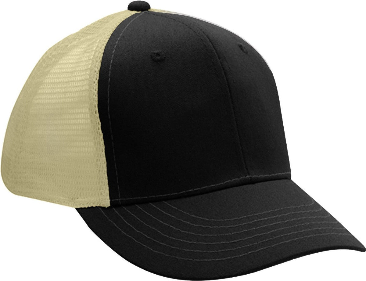 Cobra Cap Truck-6 6 Panel Trucker Twill/mesh - Black Khaki