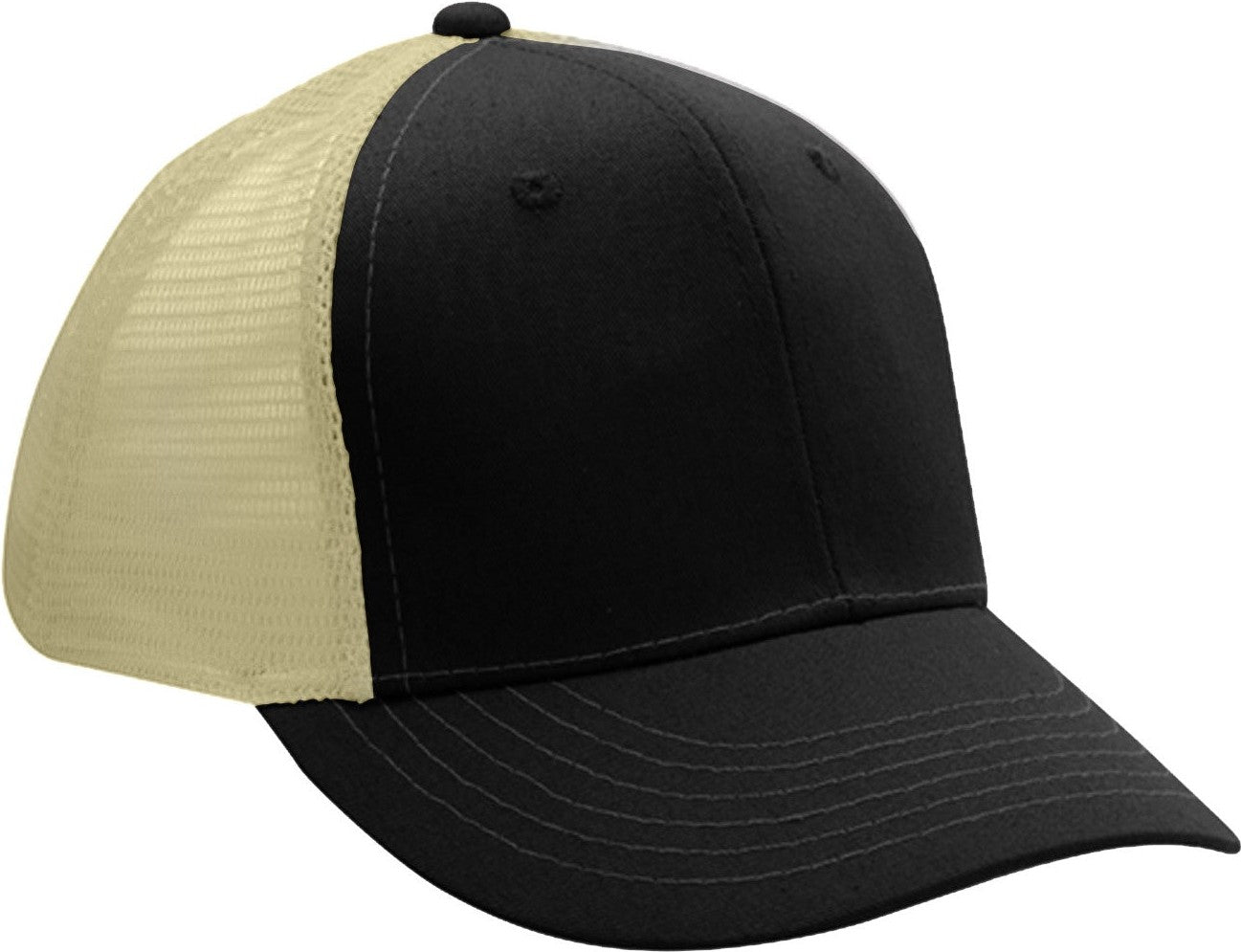 Cobra Cap Truck-6 6 Panel Trucker Twill/mesh - Black Khaki