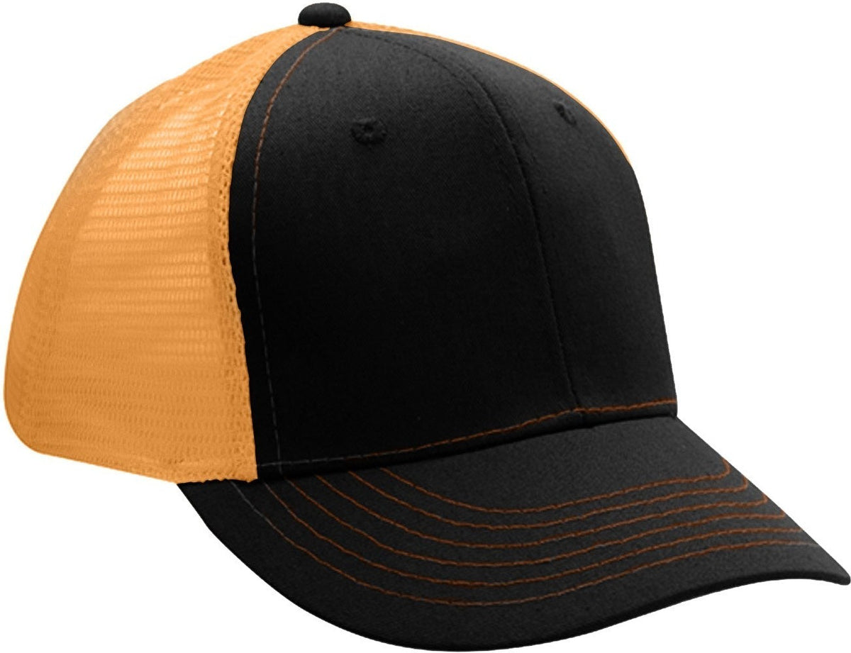 Cobra Cap Truck-6 6 Panel Trucker Twill/mesh - Black Neon Orange