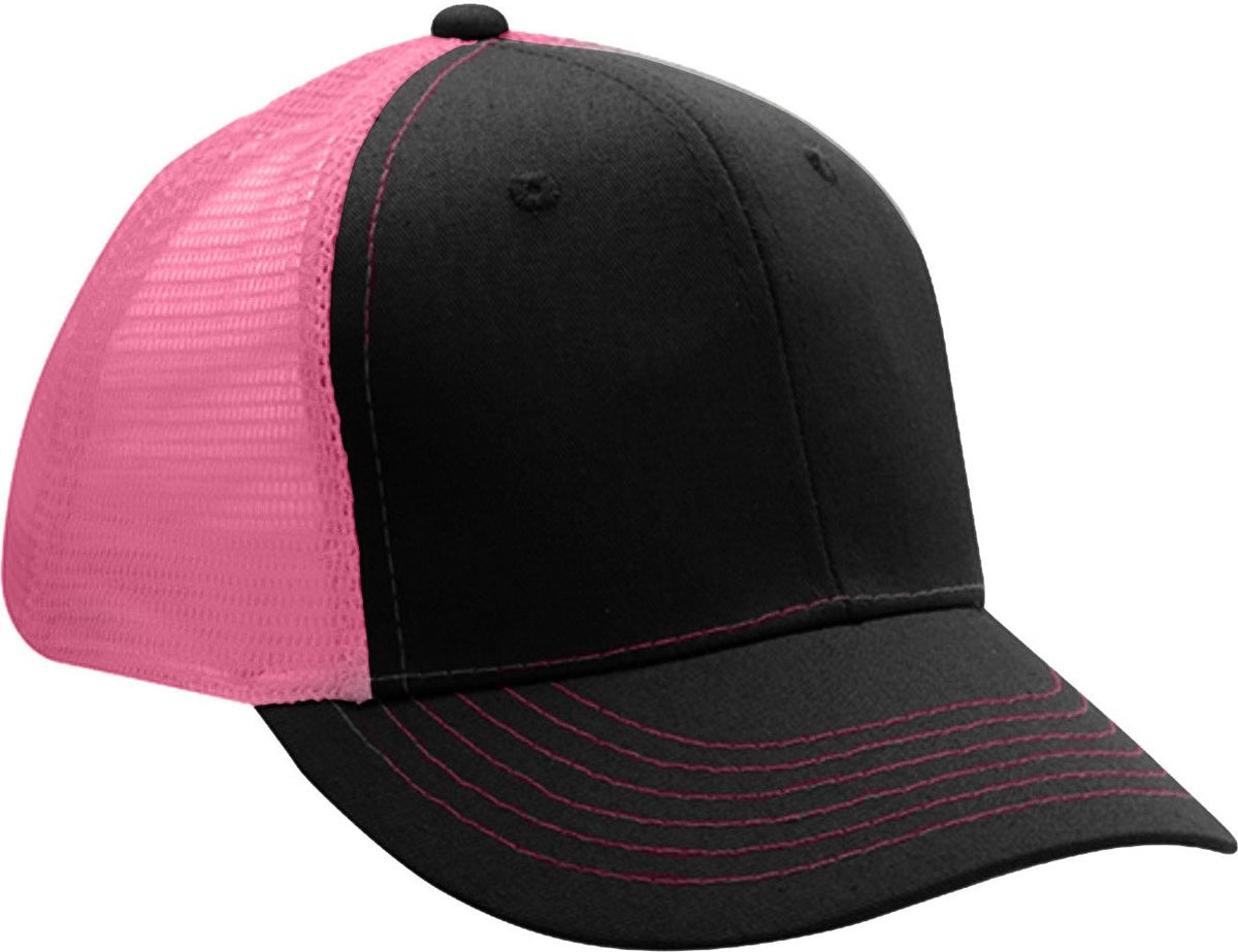 Cobra Cap Truck-6 6 Panel Trucker Twill/mesh - Black Neon Pink