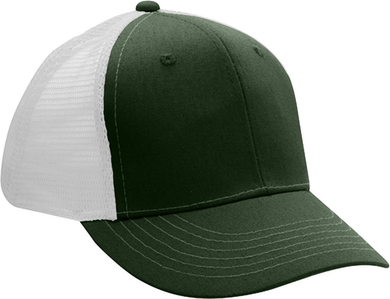 Cobra Cap Truck-6 6 Panel Trucker Twill/mesh - Dark Green White