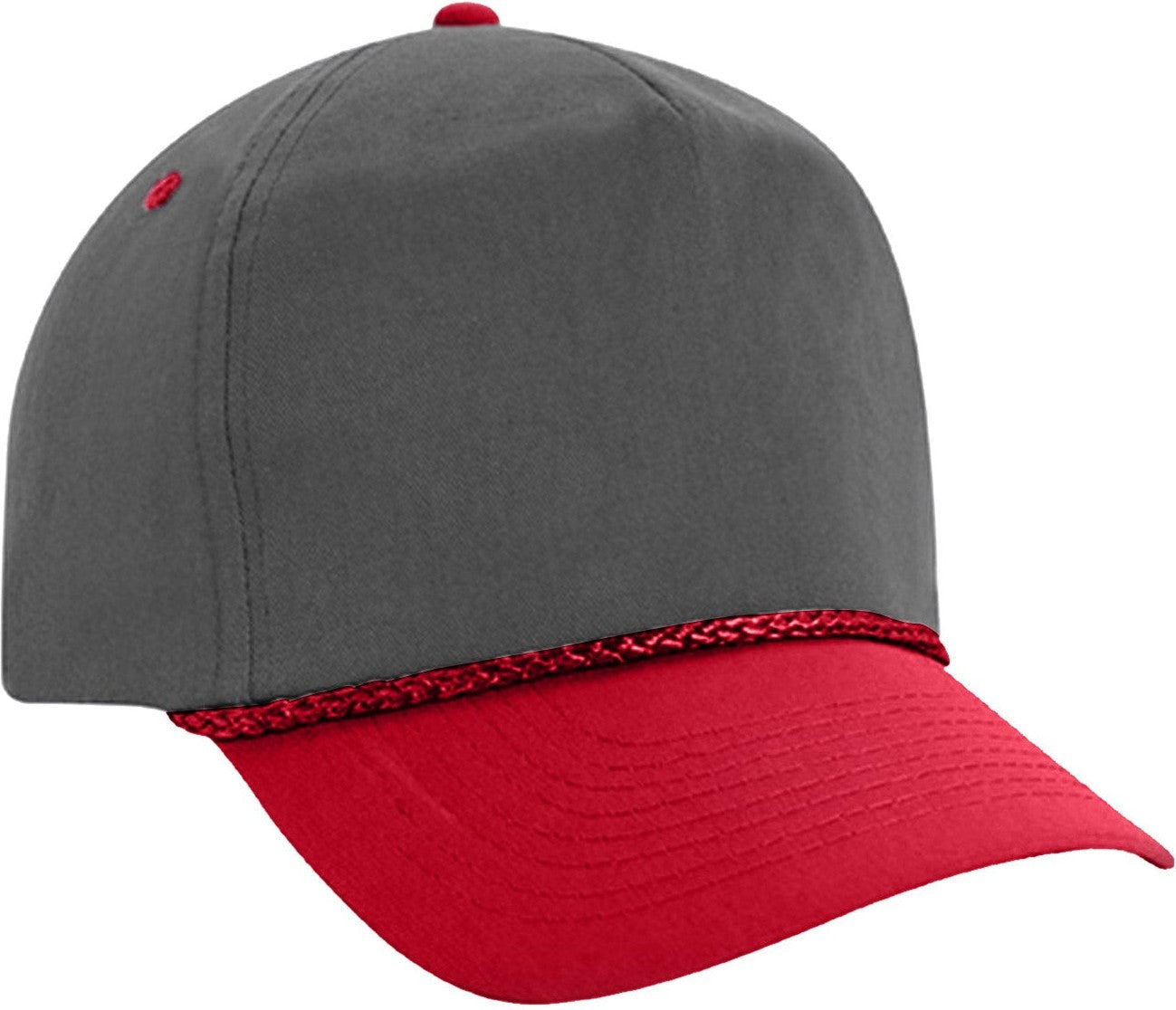 Cobra Cap Tsg-2 5 Panel Twill Snap Back 2tone Rope - Charcoal Red
