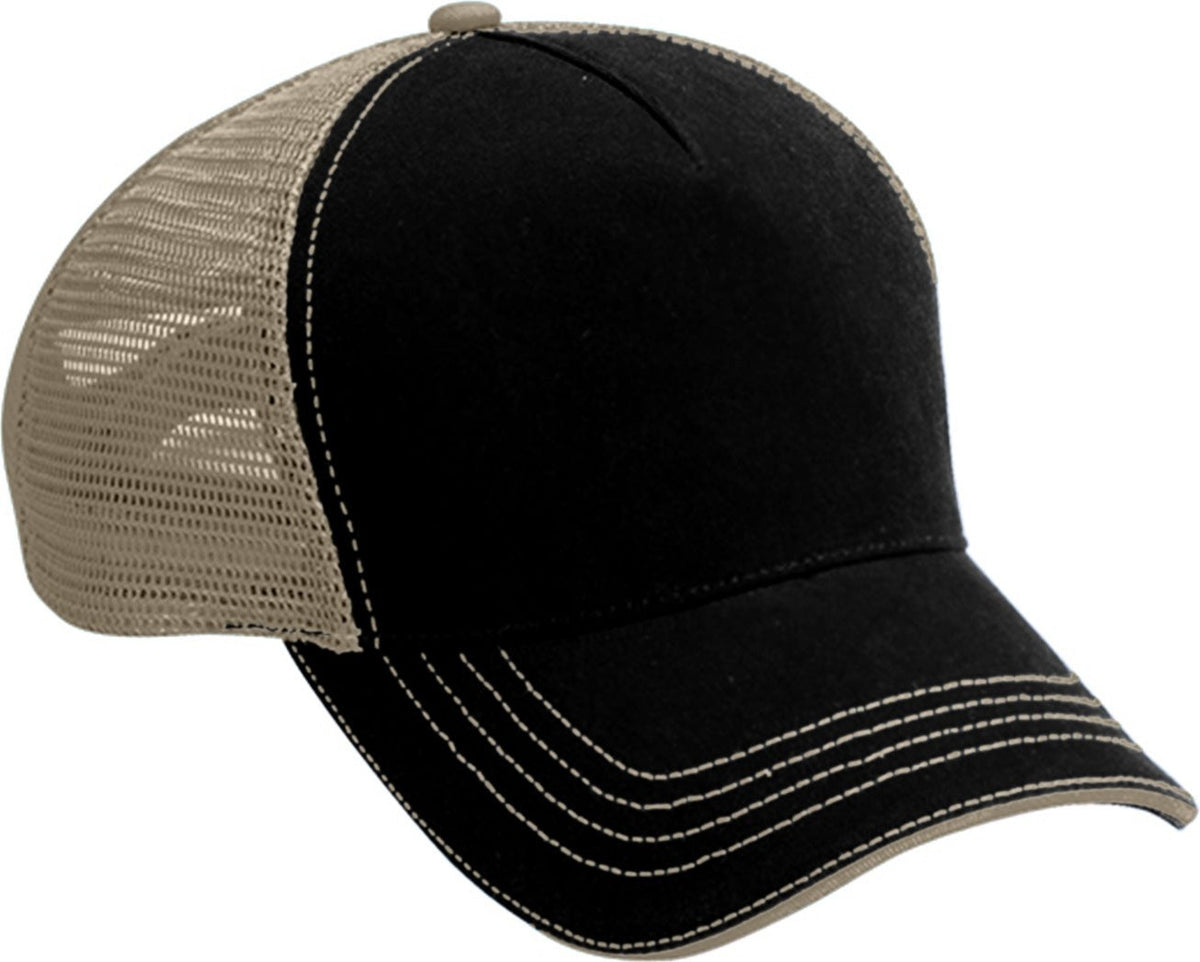 Cobra Cap Wm-5 5 Panel Washed Twill/soft Mesh - Black Khaki