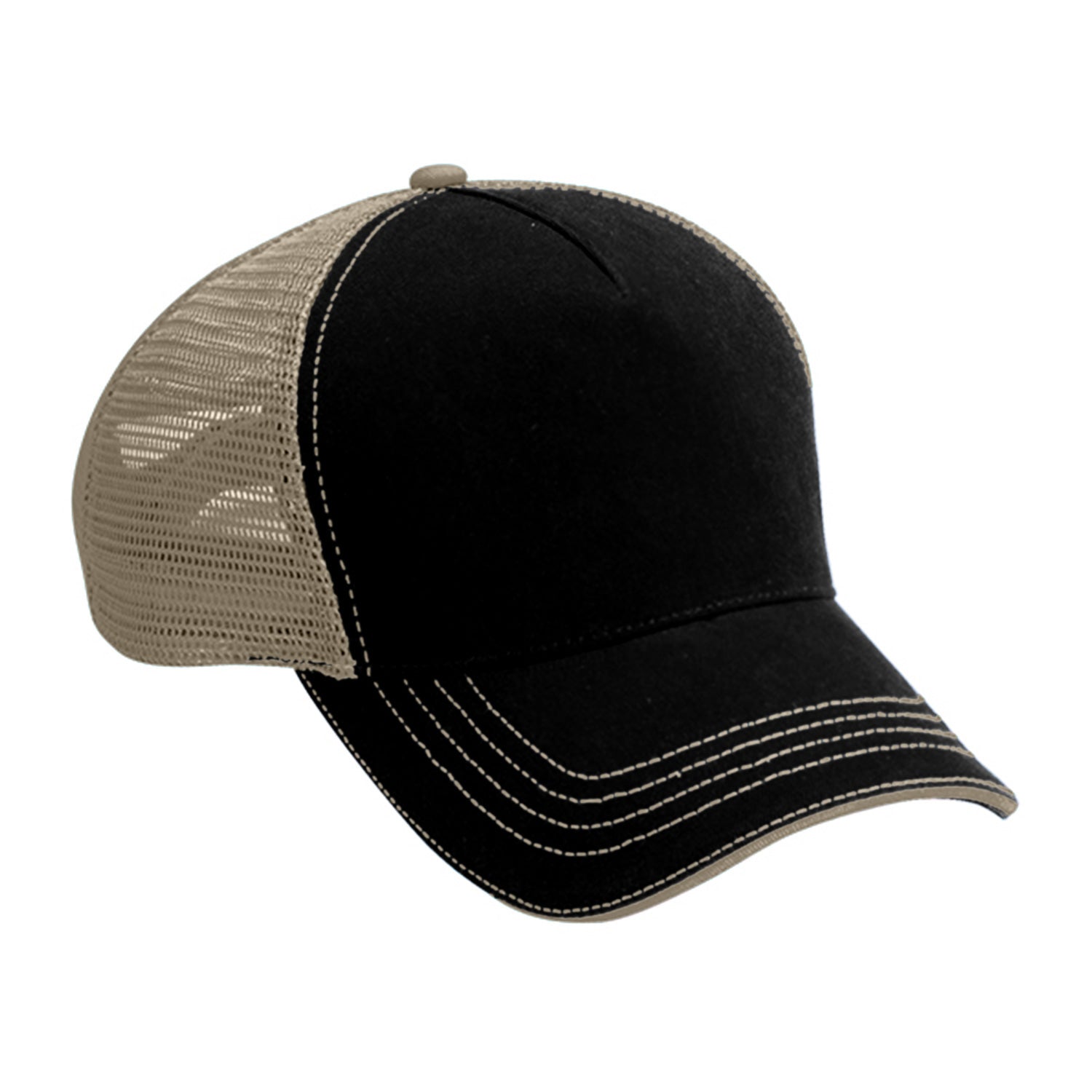 Cobra Cap Wm-5 5 Panel Washed Twill/soft Mesh - Black Khaki