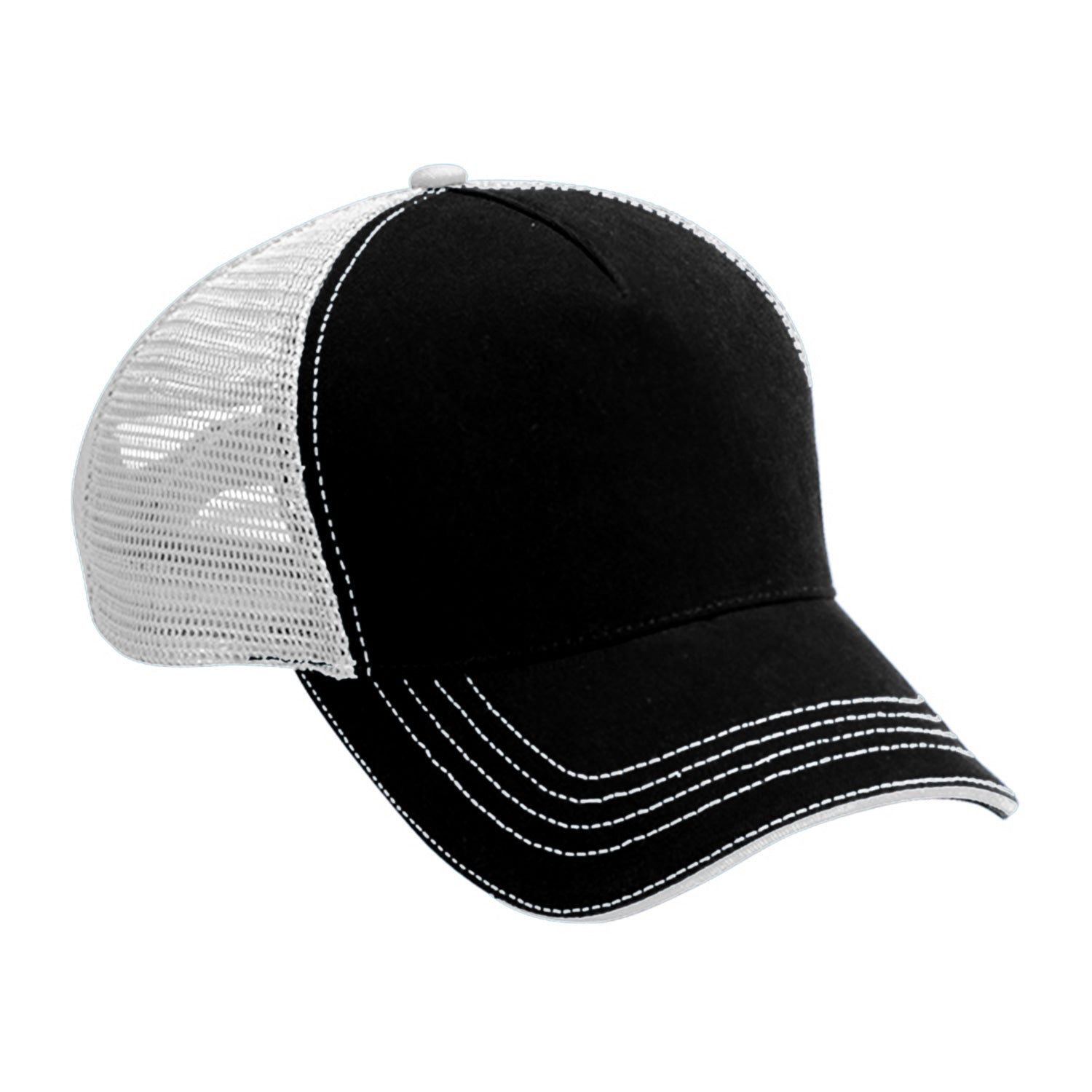 Cobra Cap Wm-5 5 Panel Washed Twill/soft Mesh - Black White