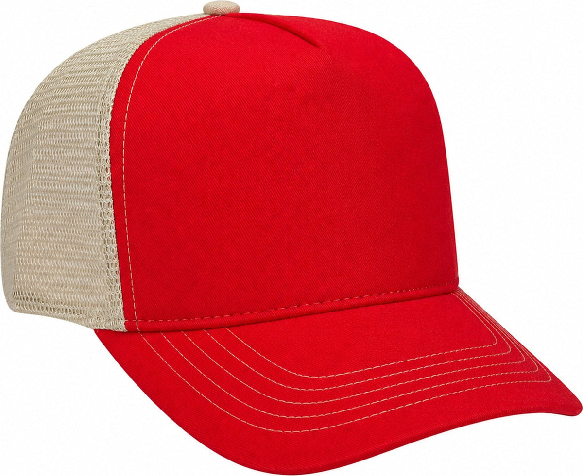 Cobra Cap Wm-5 5 Panel Washed Twill/soft Mesh - Brightred Khaki - Brightredkhaki