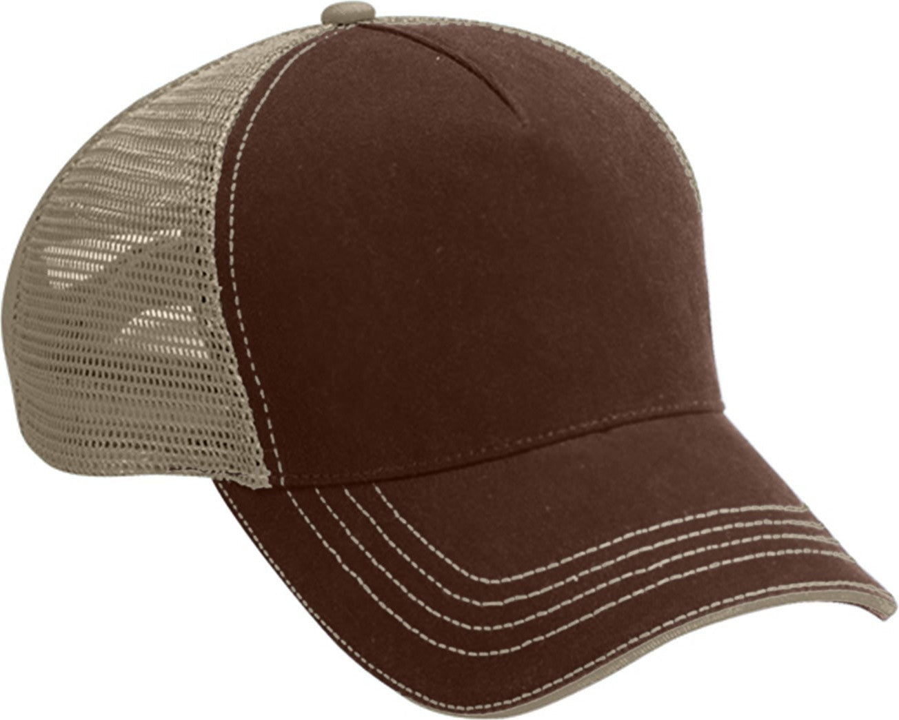 Cobra Cap Wm-5 5 Panel Washed Twill/soft Mesh - Brown Khaki
