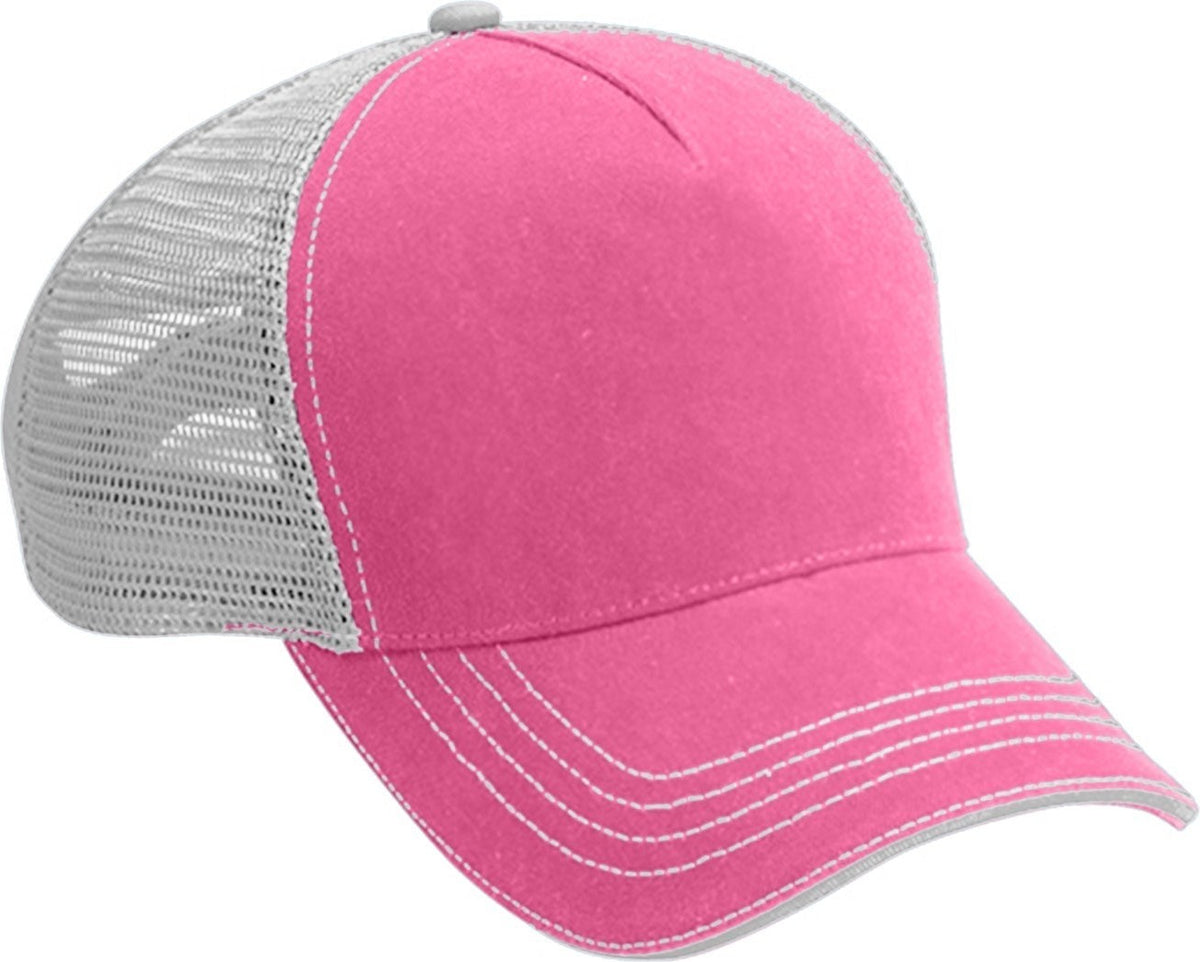 Cobra Cap Wm-5 5 Panel Washed Twill/soft Mesh - Candy Pink White