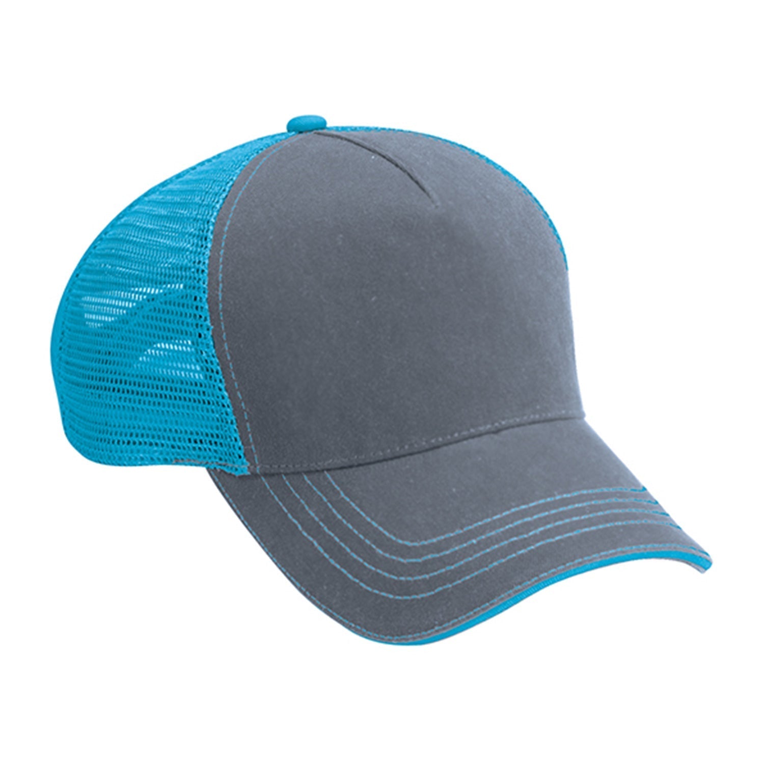 Cobra Cap Wm-5 5 Panel Washed Twill/soft Mesh - Charcoal Aqua