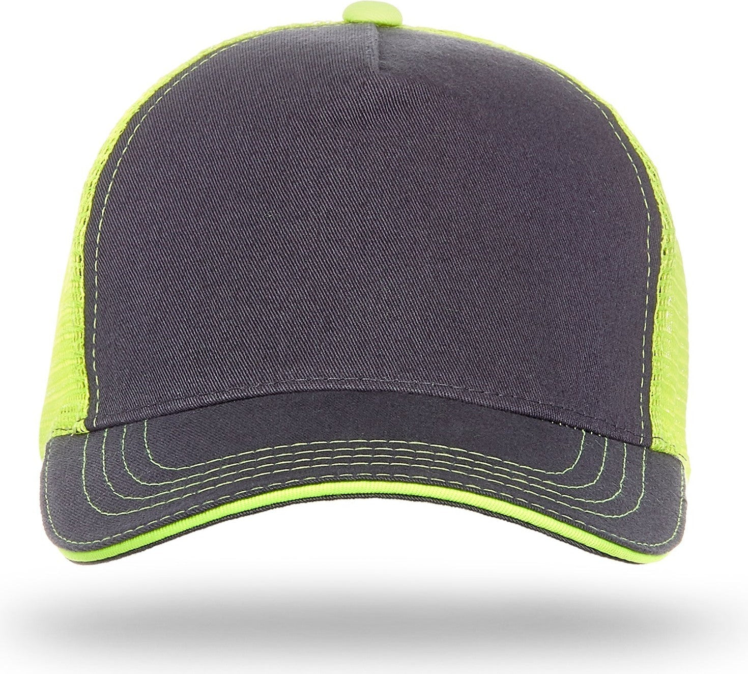 Cobra Cap Wm-5 5 Panel Washed Twill/soft Mesh - Charcoal Neon Yellow