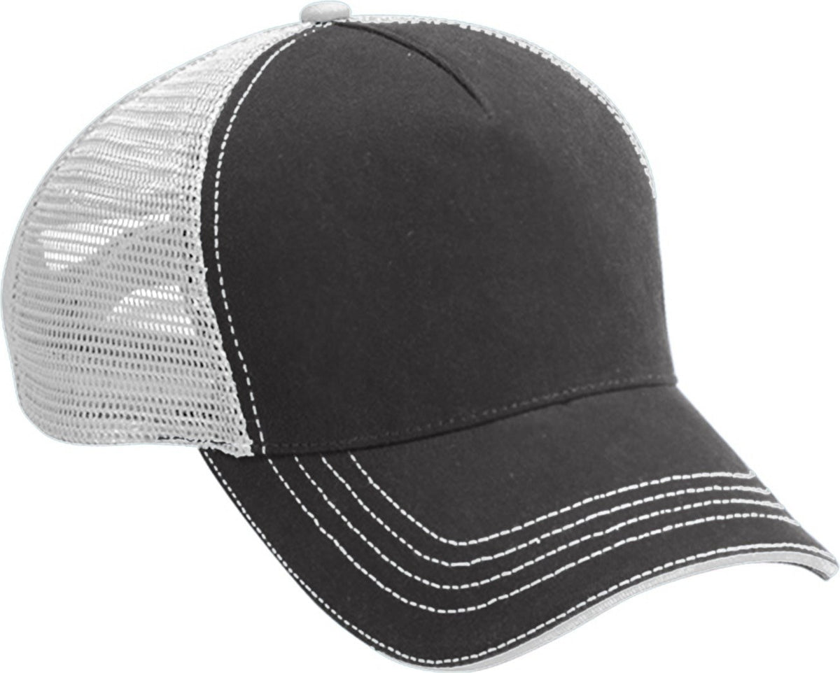 Cobra Cap Wm-5 5 Panel Washed Twill/soft Mesh - Charcoal White