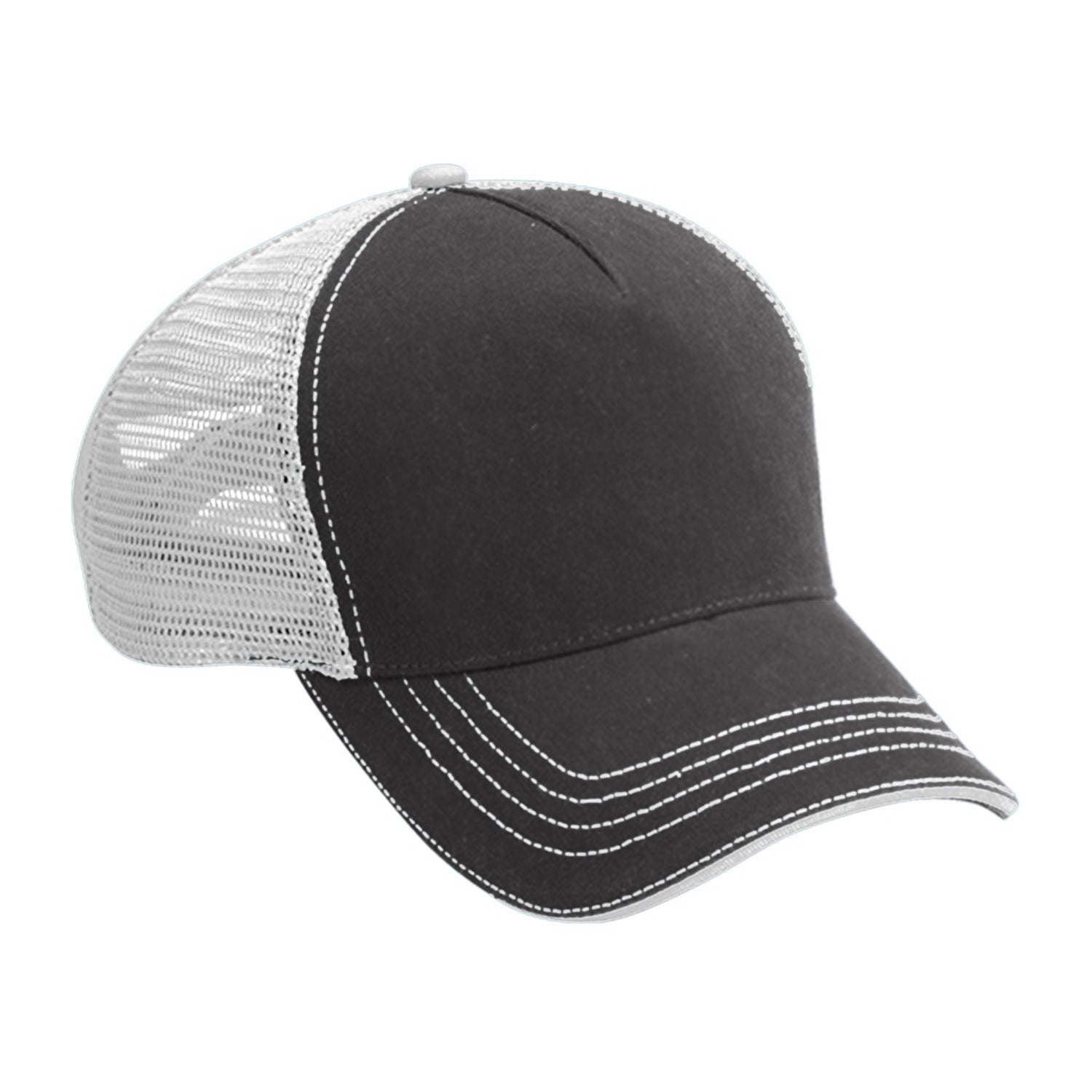 Cobra Cap Wm-5 5 Panel Washed Twill/soft Mesh - Charcoal White
