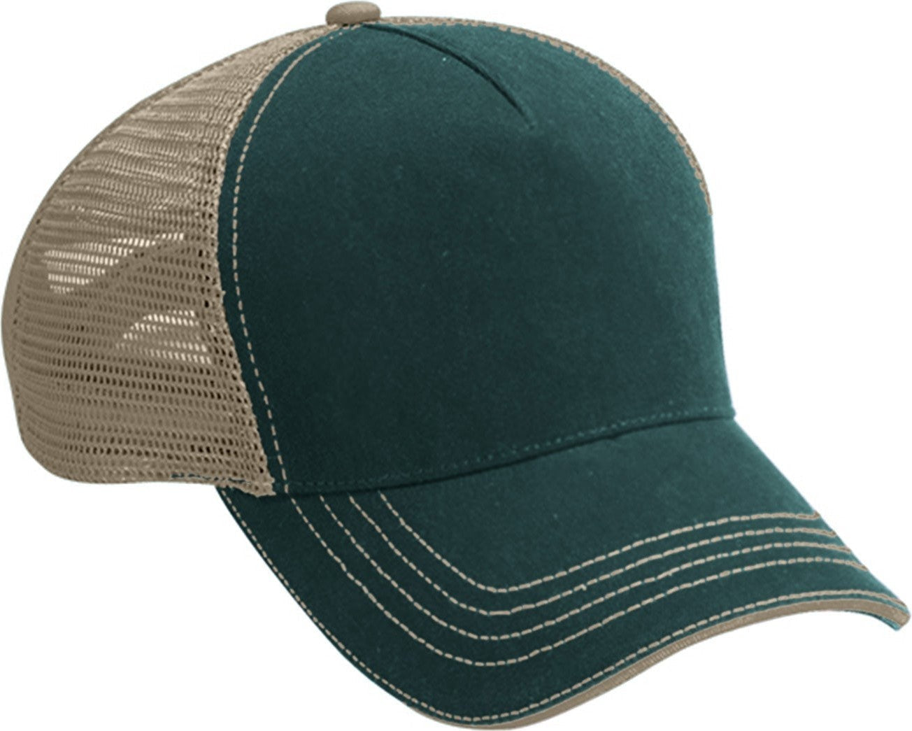 Cobra Cap Wm-5 5 Panel Washed Twill/soft Mesh - Dark Green Khaki