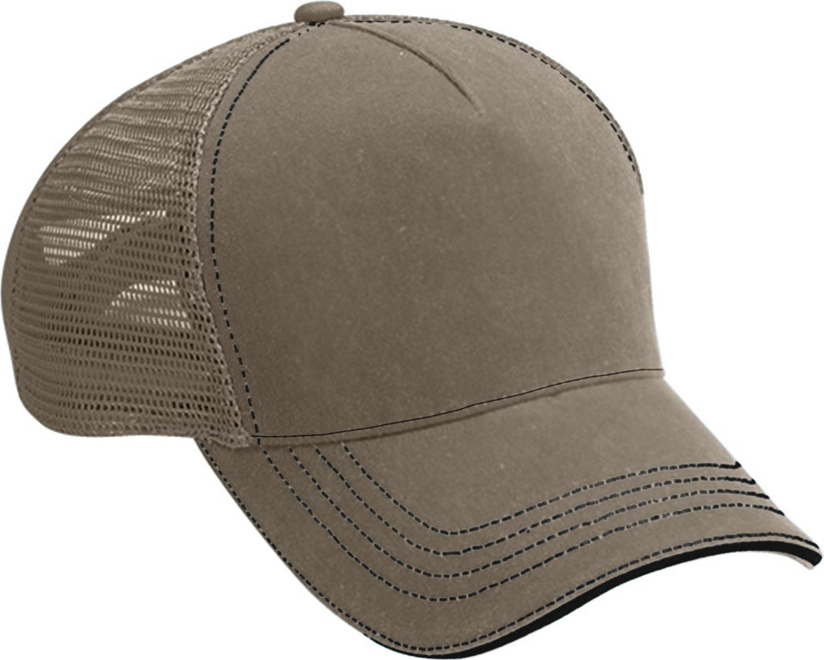 Cobra Cap Wm-5 5 Panel Washed Twill/soft Mesh - Khaki Black