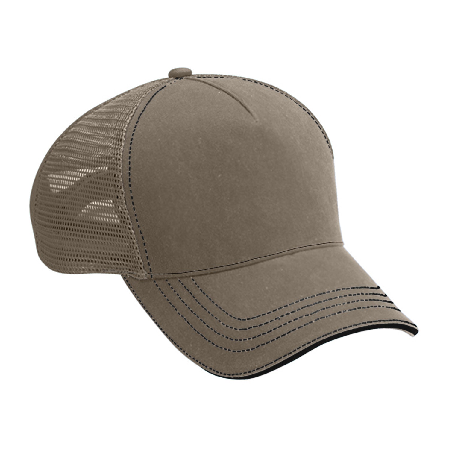 Cobra Cap Wm-5 5 Panel Washed Twill/soft Mesh - Khaki Black