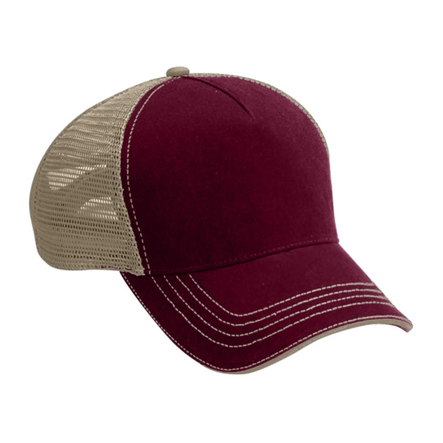 Cobra Cap Wm-5 5 Panel Washed Twill/soft Mesh - Maroon Khaki
