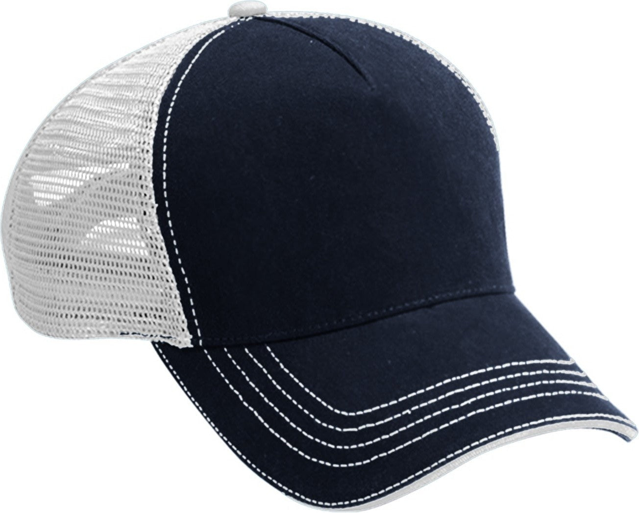 Cobra Cap Wm-5 5 Panel Washed Twill/soft Mesh - Navy White