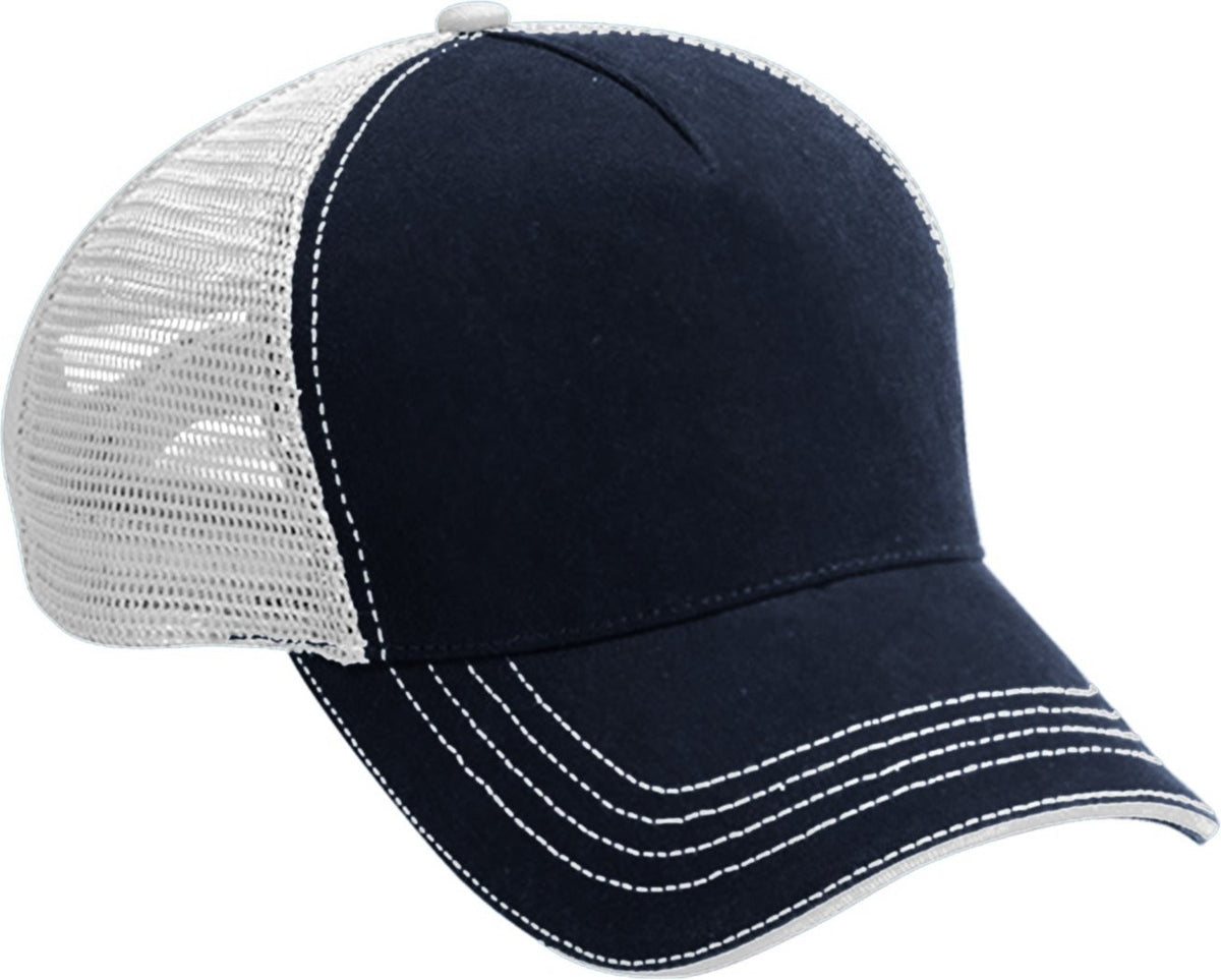 Cobra Cap Wm-5 5 Panel Washed Twill/soft Mesh - Navy White