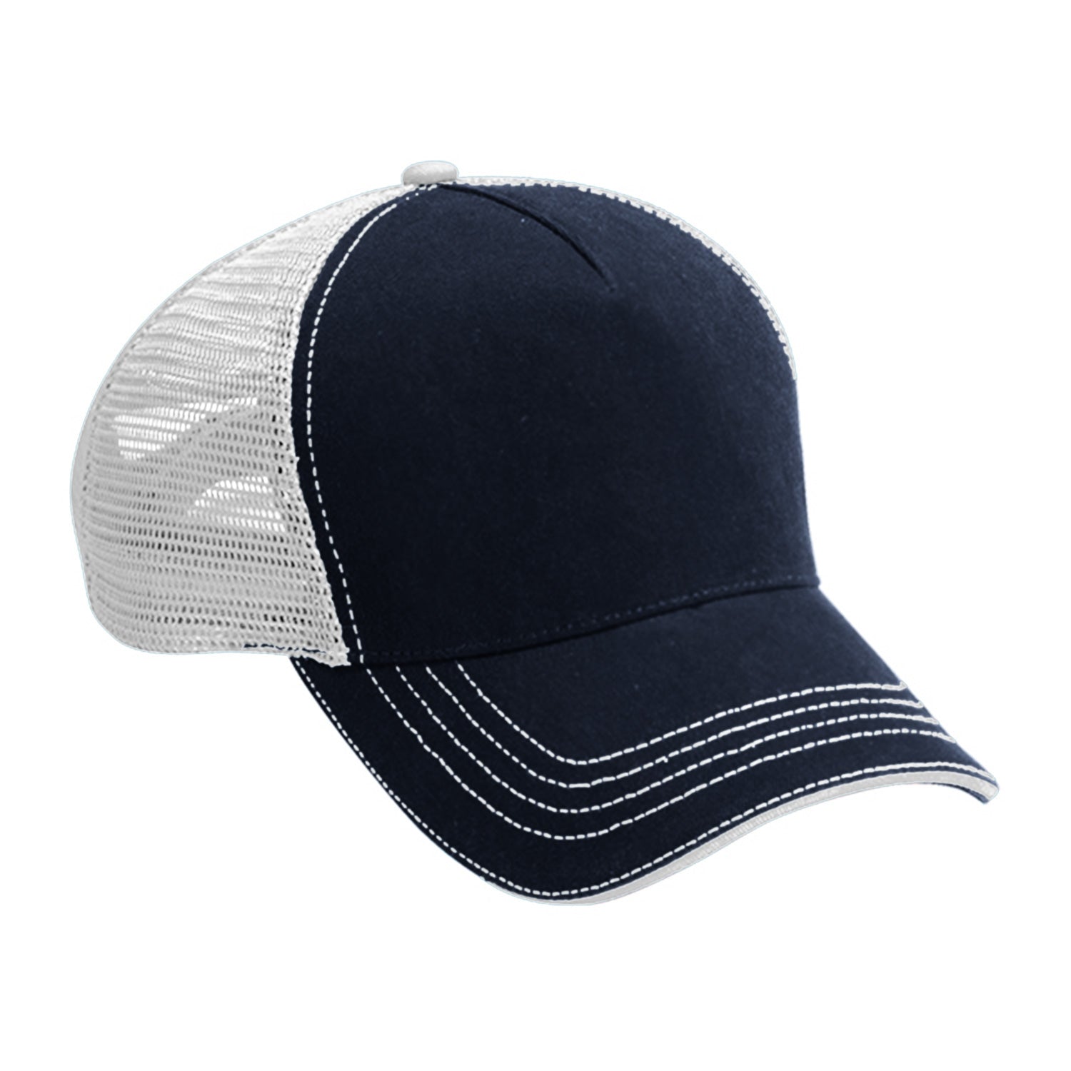 Cobra Cap Wm-5 5 Panel Washed Twill/soft Mesh - Navy White